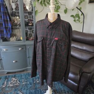 DIXXON Black and Red Plaid Shirt Jacket